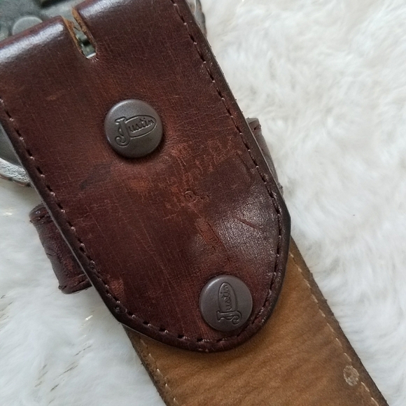 Justin Boots Floral Tooled Rhinestone Leather Belt
